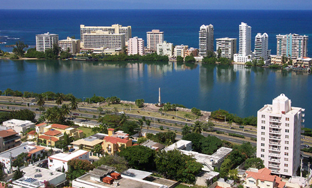 Portoriko, hlavní město San Juan z perspektivy